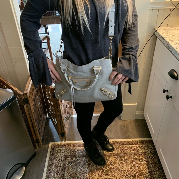 Balenciaga Gray Satchel with Gold Accents - Picture 2 of 15